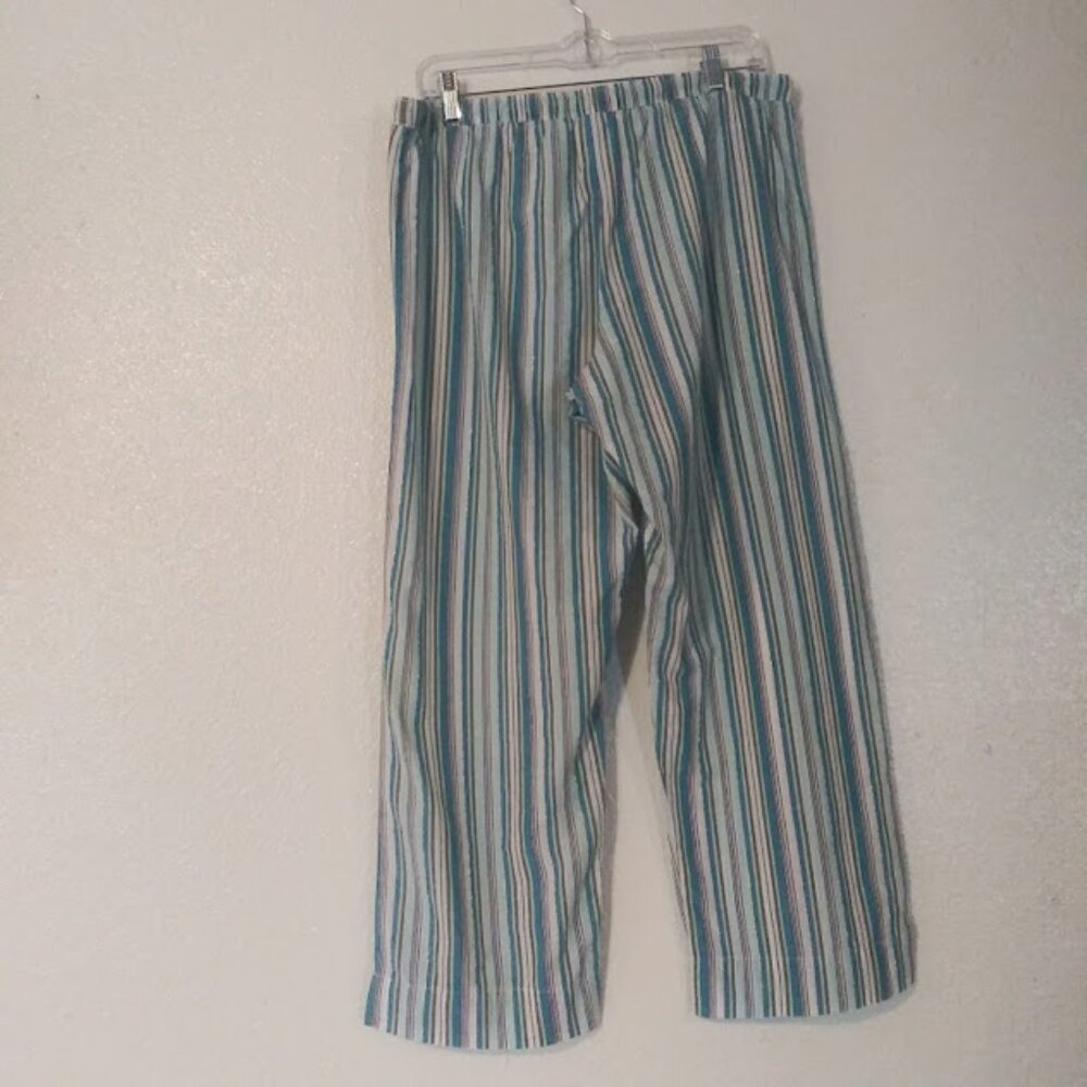 Secret Treasures women's size M (8-10) white, blue and green striped woven pants - Picture 4 of 12